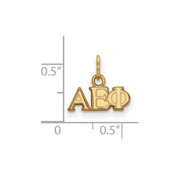 14K Gold Plated Silver Alpha Epsilon Phi XS (Tiny) Greek Letters Charm - Picture 2 of 3